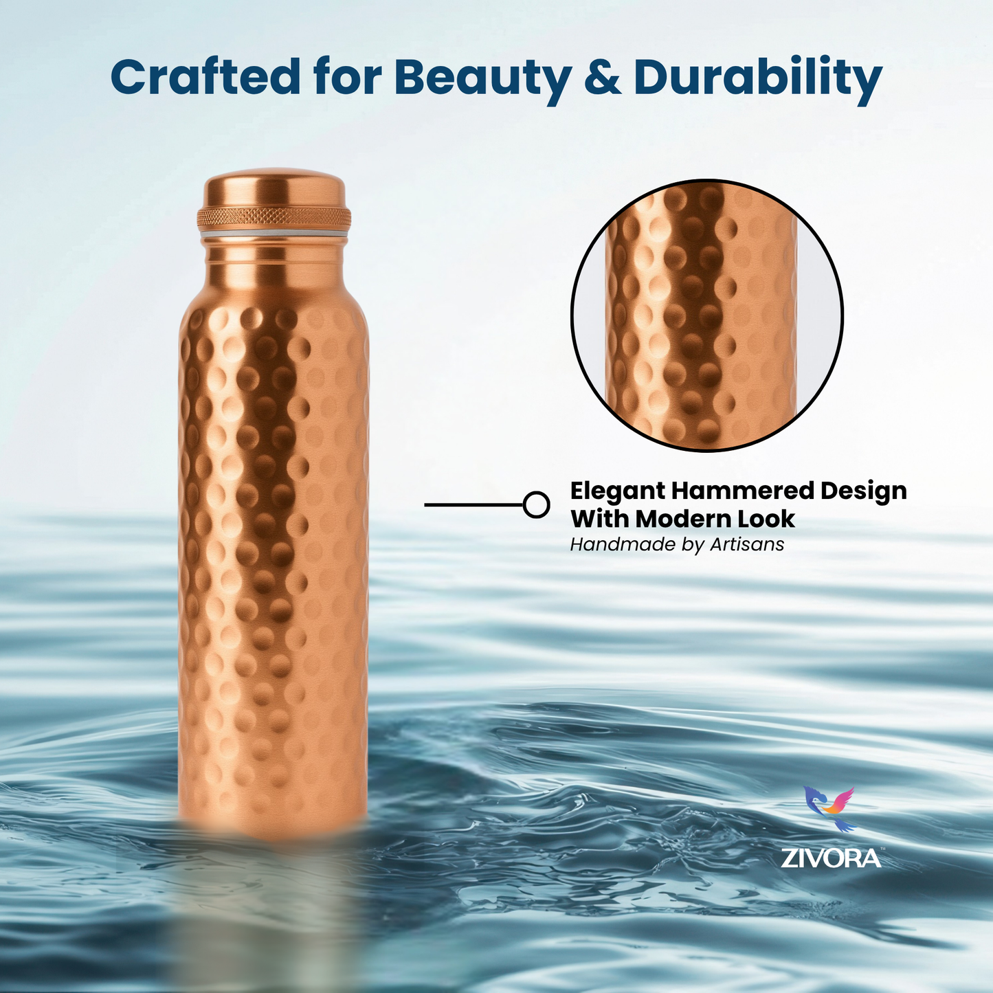 Hammered Copper Bottle (Authentic Ayurveda)