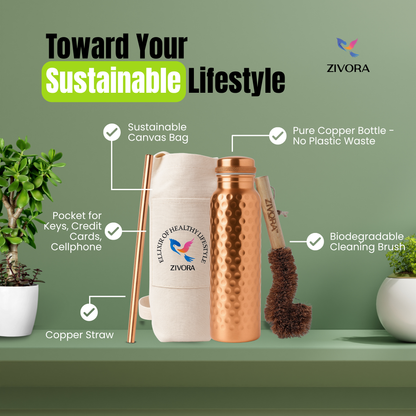 Classic Hammered Pure Copper Water Bottle