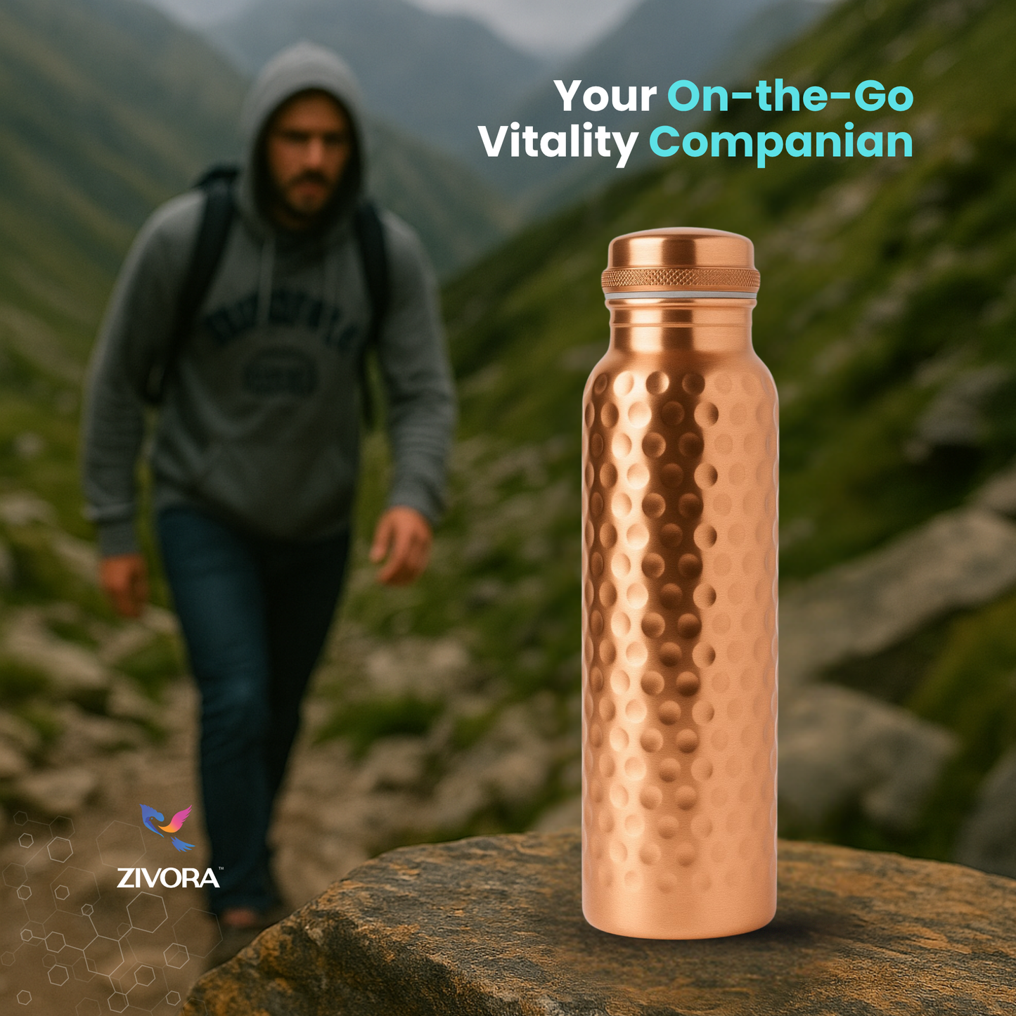 Hammered Copper Bottle (Authentic Ayurveda)