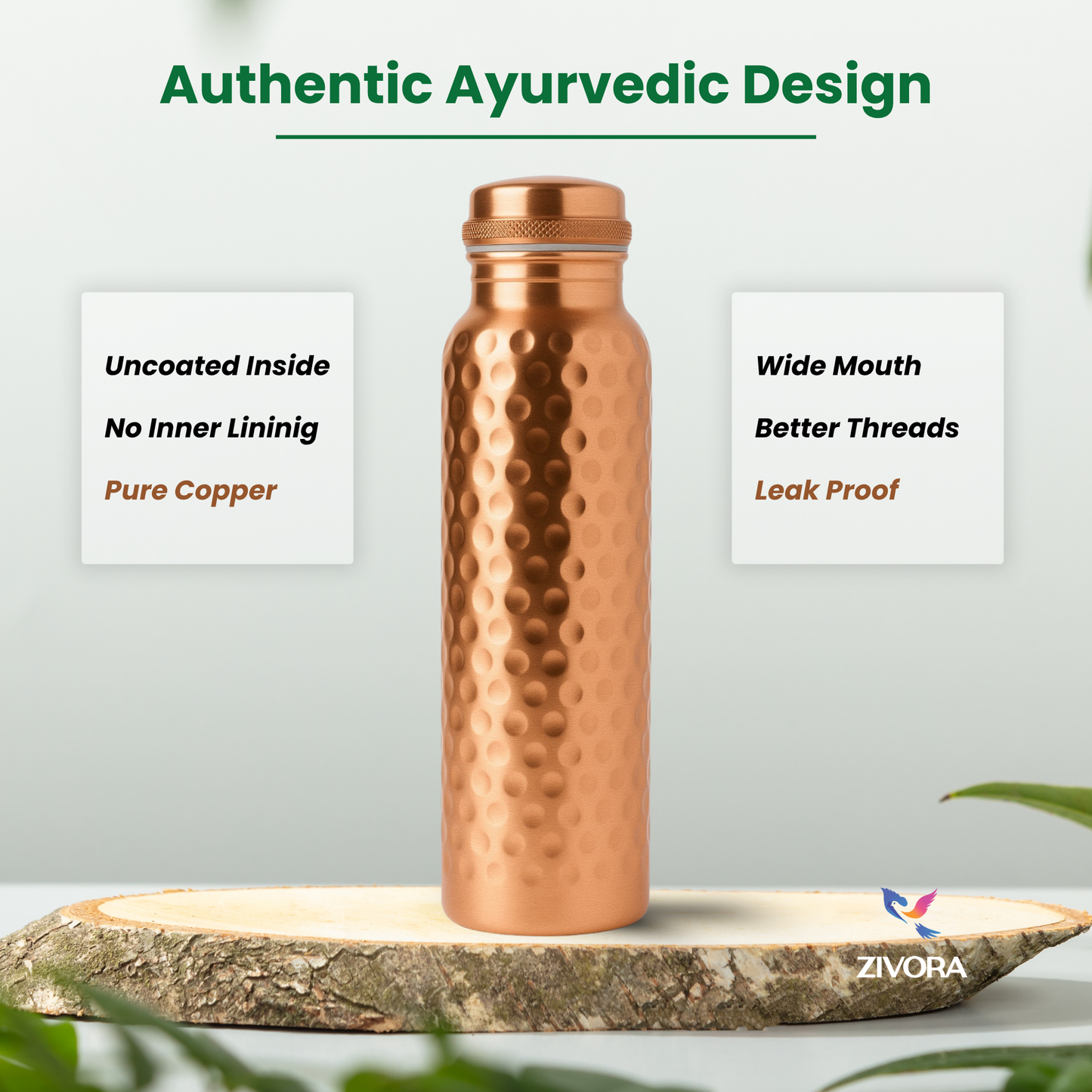 Hammered Copper Bottle (Authentic Ayurveda)