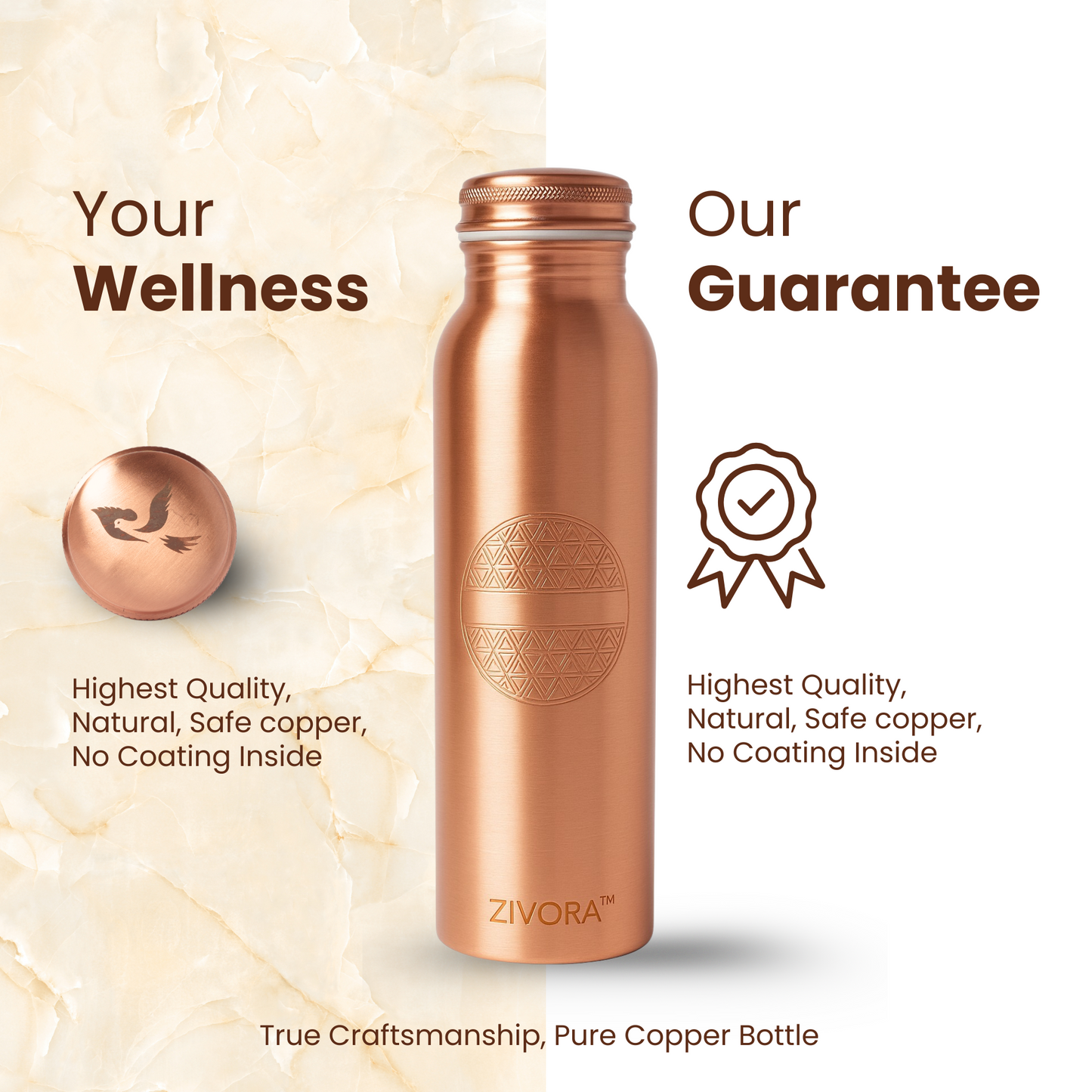 Customizable Plain Embossed Copper Bottle (Gift Edition)