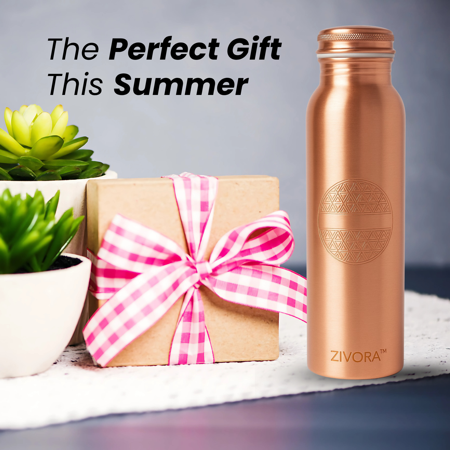 Customizable Plain Embossed Copper Bottle (Gift Edition)